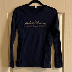 Bella Canvas Navy Long Sleeve "Milwaukeean" Graphic Tee